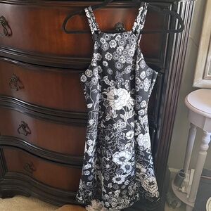 Floral Black and White Dress